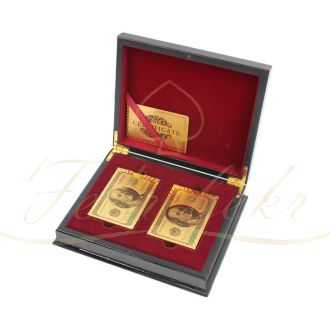 ست دوتایی کارت بازی طلایی با جعبه چوبی