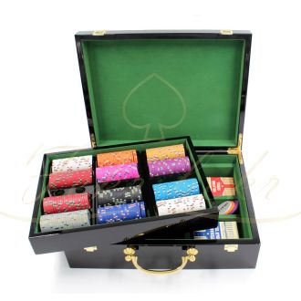 چیپ ست 500 تایی claysmith stripe با کیس چوبی