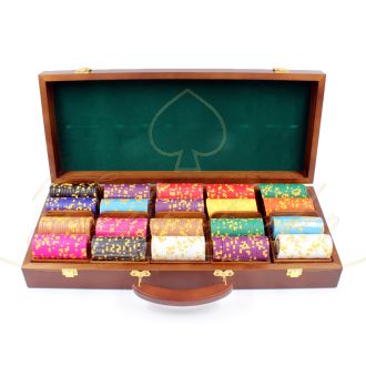 چیپ ست پوکر500 تایی مدل LUX با کیف چوب گردو