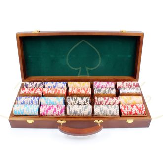 چیپ ست پوکر500 تایی مدل MONTE CARLO MILLIONS با کیف چوب گردو