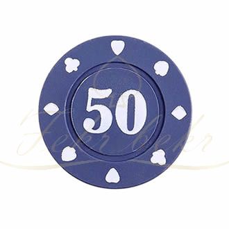 ژتون پوکر پلاستیکی عدد 50 رول 20تایی